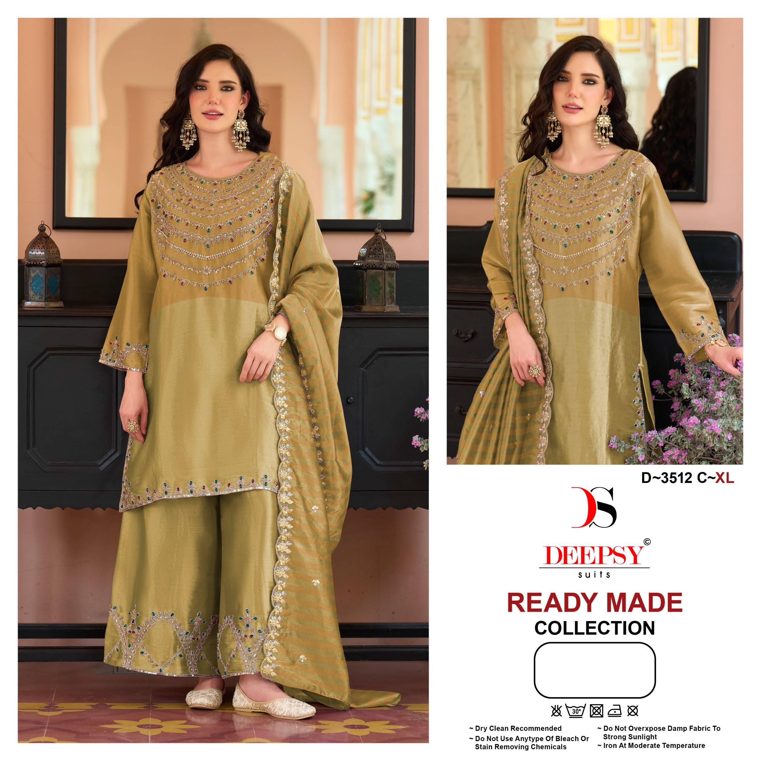 D-3512 by  DEEPSY SUITS 3512 A to 3512 D series Pakistani Suits Colorful casual Wear Visocse Tissue EMBROIDERED Dresses At Wholesale